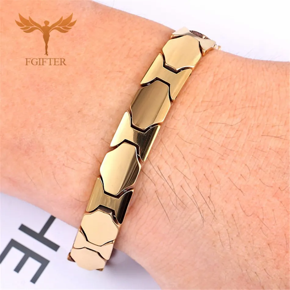 

Mens Bracelet Gold Color Chain Tungsten Steel Chains Bracelet for Men Wristband Link Man Jewelry Accessories Male Gifts