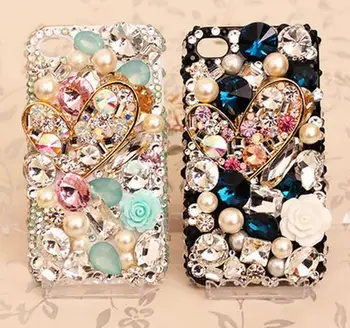 

XINGDUO Sparkling love Heart gem Bling crystal Case Cover for apple iphone 7 7Plus 6 6S Plus 5 5S SE