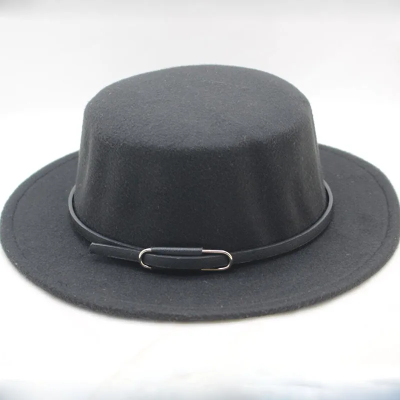 BINGYUANHAOXUAN/Модная Мужская классическая фетровая шляпа из свиного пирога, фетровая шляпа, шляпа-федора, шапка, черная лента, Панама - Цвет: black