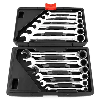 

12 pcs Ratchet Wrench Mechanic Tool Car Vehicle Garage Spanner 8-19mm Tool Set