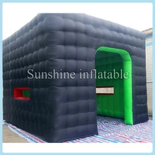 Модная реклама черный надувной куб палатка с двойным слоем для мероприятий вечерние, надувной шатер открытый