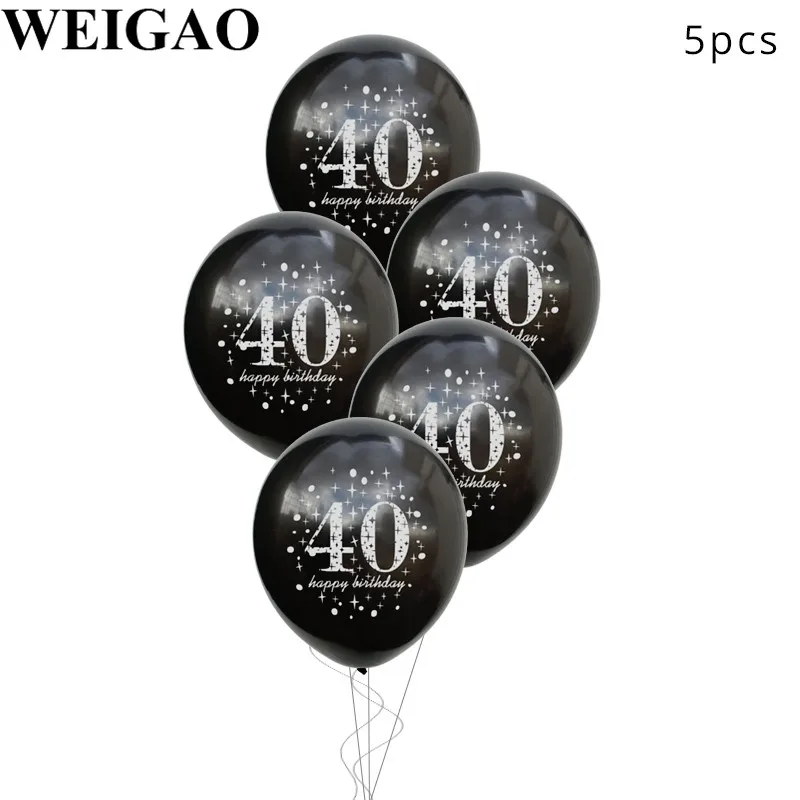 WEIGAO 30/40/50/60th латексные шары для взрослых Декор ко дню рождения конфетти воздушные шары Юбилей День рождения украшения 30 лет воздушные шары - Цвет: 40 black