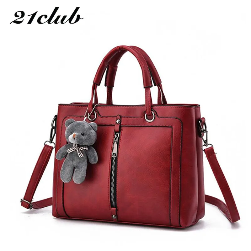 21club brand medium large capacity ladies totes zipper bear strap...
