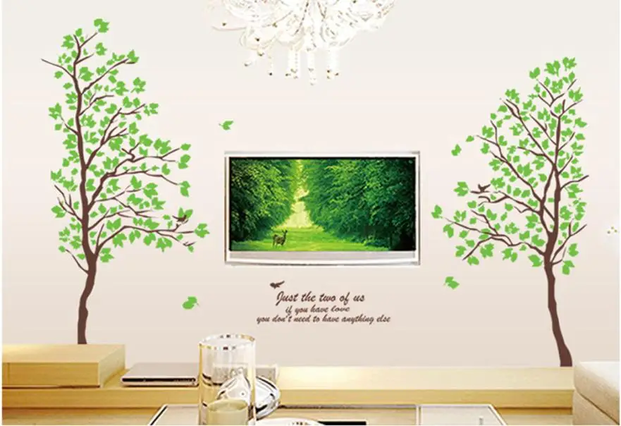 Большое зеленое дерево фон настенные украшения съемные настенные наклейки 8 23 - Цвет: Зеленый