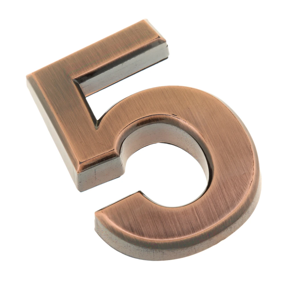 2Pcs Copper ABS Number House Mailbox Number 3D Digit Number Self-stick Door Sign Plaque Number 2, 5