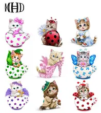 

MHD 10 Cartoon Tea Cup Cats Full Diamond Embroidery, Full Diamonds Painted, Round Square Diamond Cross Stitch Rhinestone Trim
