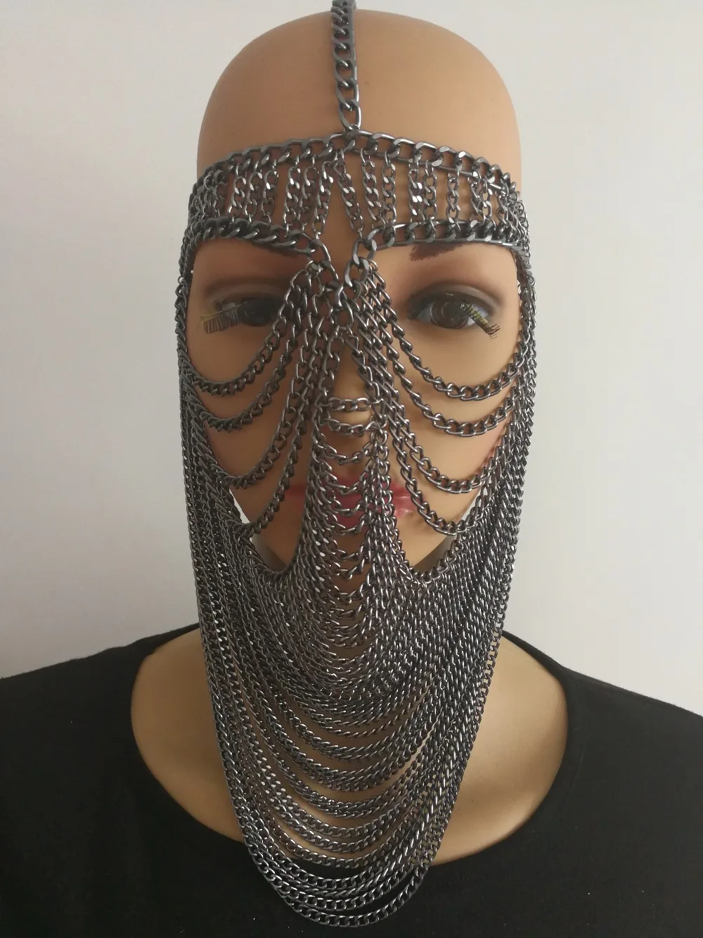 Модный стиль WRB948 женские ремни серые цепи слои маска голова лицо цепи ювелирные изделия Косплей лицо цепи ювелирные изделия 3 цвета