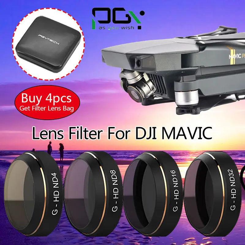

Free shipping!PGY G- ND4 ND8 ND16 ND32 Filter Lens Set Professional For DJI Mavic Pro RC Drone