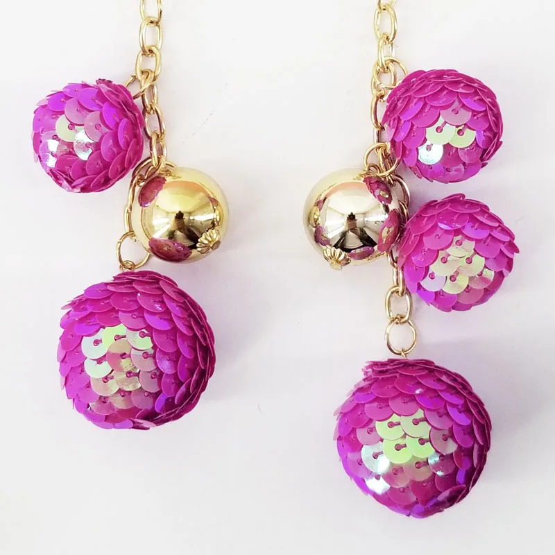 Plastic sequin Round Ball Key Chains Charms Balls Handmade Fashion Ornament Women Bags Couple