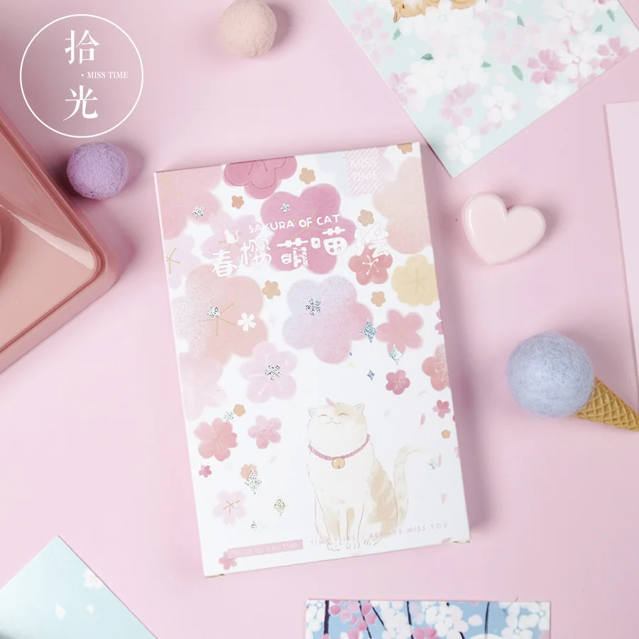 

30 Sheets/Set Beautiful Sakura and Cat Postcard Greeting Card Birthday Letter Gift Card Message Card