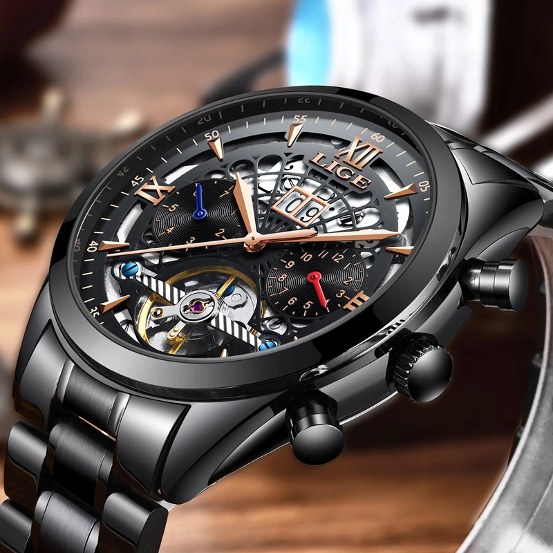 الميكانيكية ووتش ييج أعلى العلامة التجارية الفاخرة الذكور التلقائي ووتش الرجال عارضة جلدية العسكرية للماء الرياضة ووتش Relogio Masculino