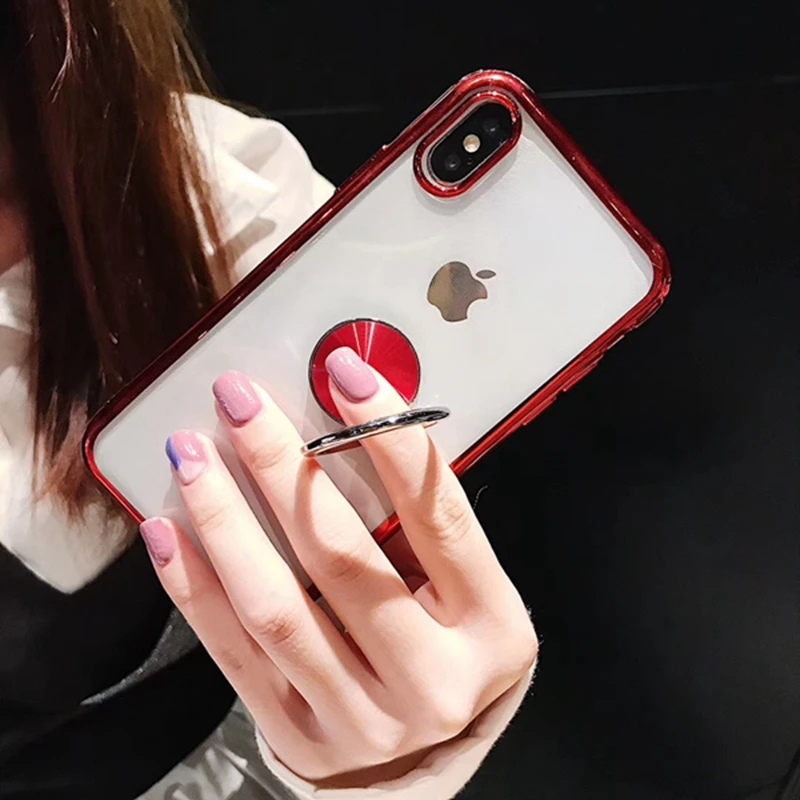 

For iphone XR XS MAX X 10 Kickstand Case Soft Silicon Clear 8plus XR Cover For iphone 8 7 6s 6 s plus Adsorption Magnetic Cases