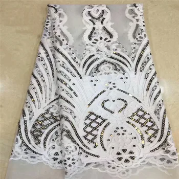 

Latest Style African Lace Fabric 2019 High Quality Lace Fashion French Lace Fabric Tulle Nigerian Sequins Lace Fabrics dp65-1557