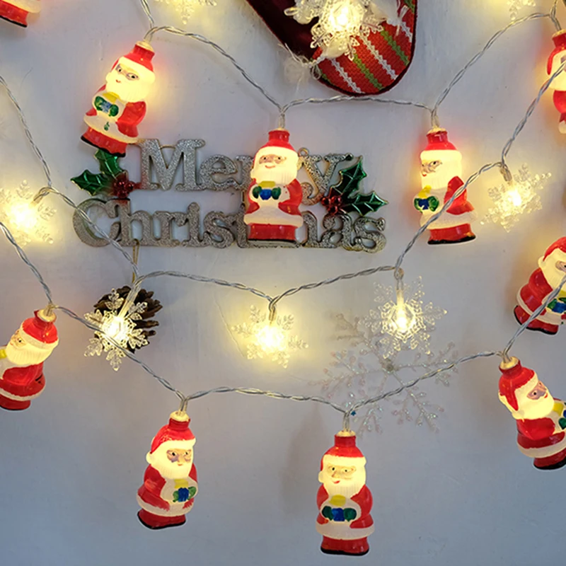 New LED Snowflake Strings Santa Claus String Lights Battery Lights