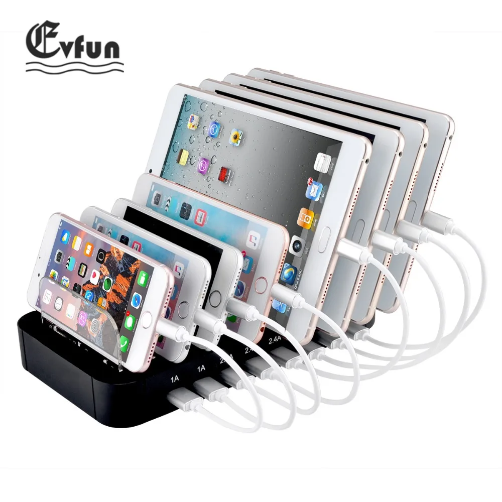 

Evfun USB Charging Station 8 Port Charger Station Multi Device Charger Universal for iPhone Cell Phone Tablet