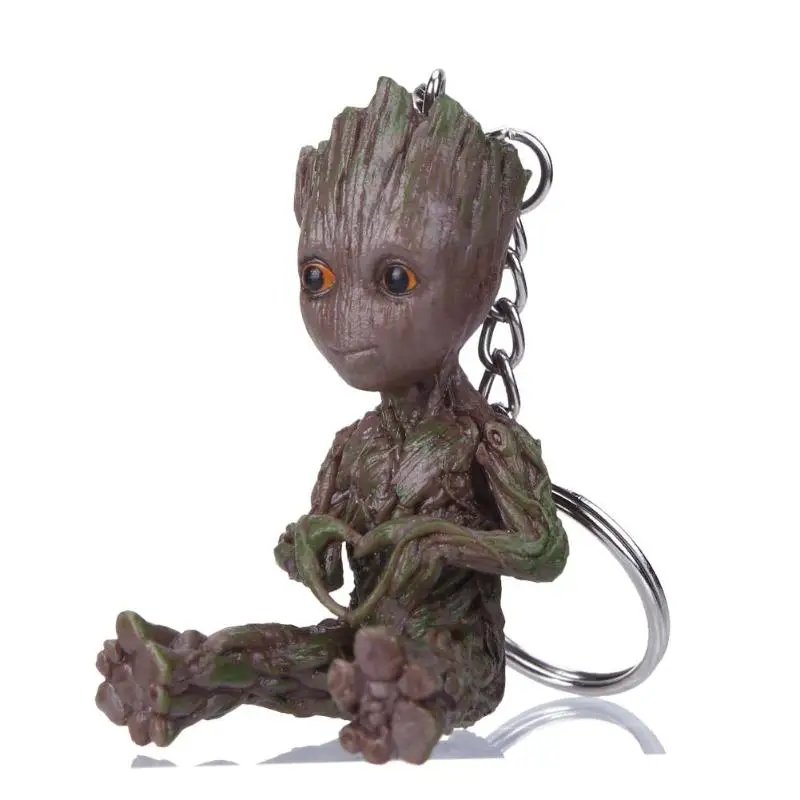 Baby Groot фигурки, игрушка, брелок для ключей, украшение для дома, Милая модель, игрушка для детей, мультяшное дерево, человек, брелок, Автомобильный подвесной декор, брелок