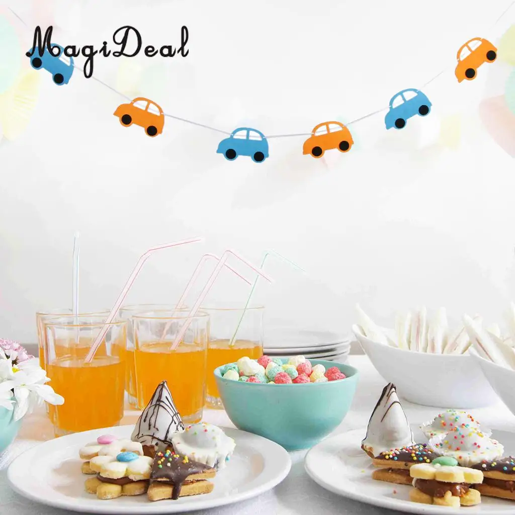 Lovely Automobile Design Bunting Banner Garland Kids Birthday Party Baby Shower Hanging Decorations Photo Prop