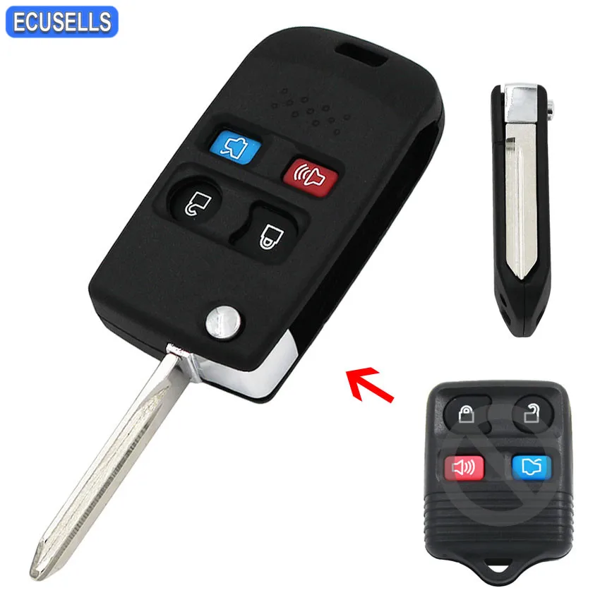 

4 Button Flip Remote Key Shell Case Folding Smart Car Key Housing for Ford Escape Ranger Explorer for Mercury Mariner for Mazda