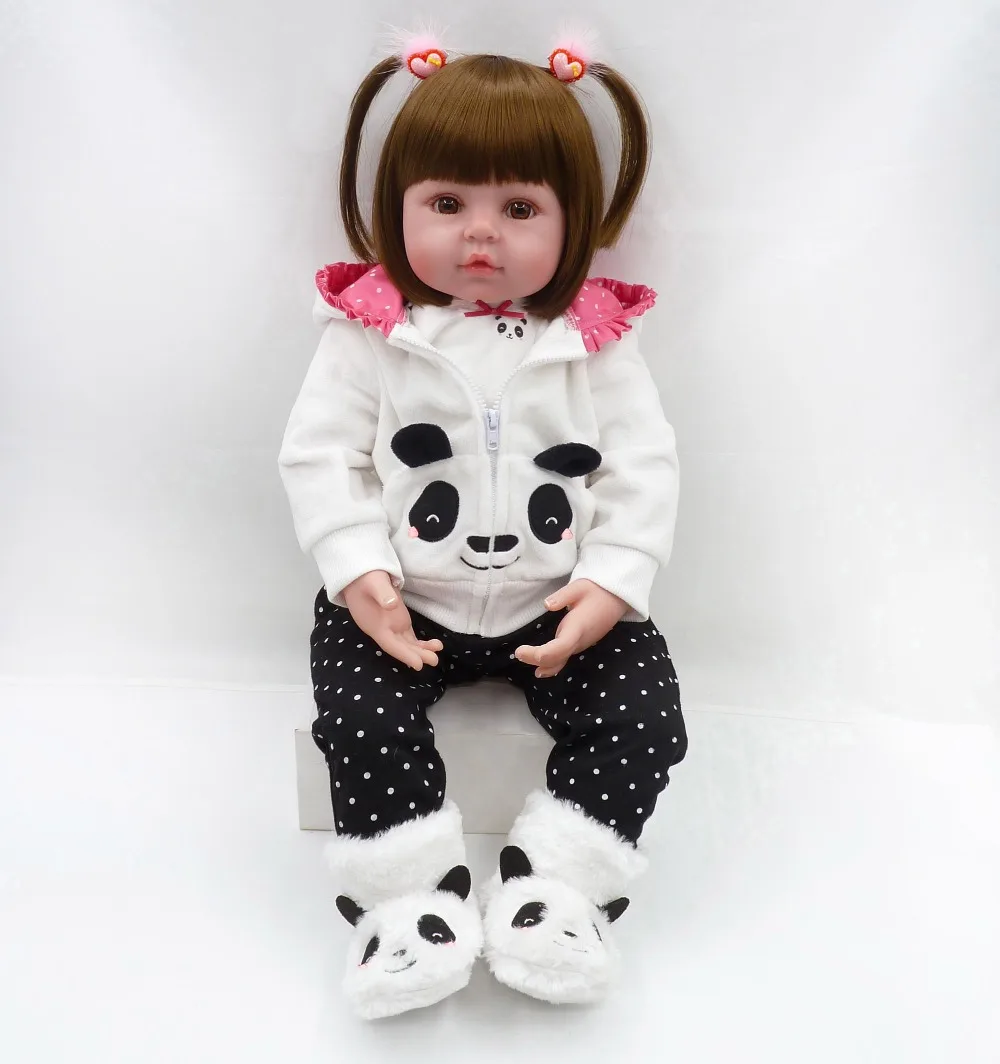 

Pursue 24"/61 cm Adorable Panda Reborn Baby Dolls Soft Vinyl Silicone Reborn Toddler Princess Girl Doll Toys for Children Gifts