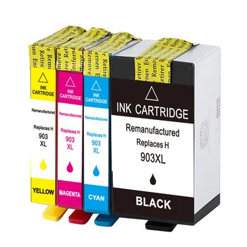 

Compatible Ink Cartridge Replacement for HP 903 903XL 907 with Officejet Pro 6950 6960 6962 6963 6966 printe (1B+C+M+Y) 4 Pack