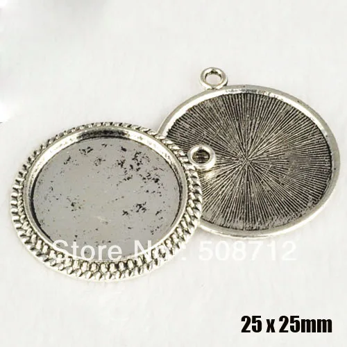

Free shipping!!! 100pcs 25mm 1'' Lace Pendant Trays,Cabochon Settings, Pendant Base,Cameo Blanks,Glass Tiles, 32mm-25mm