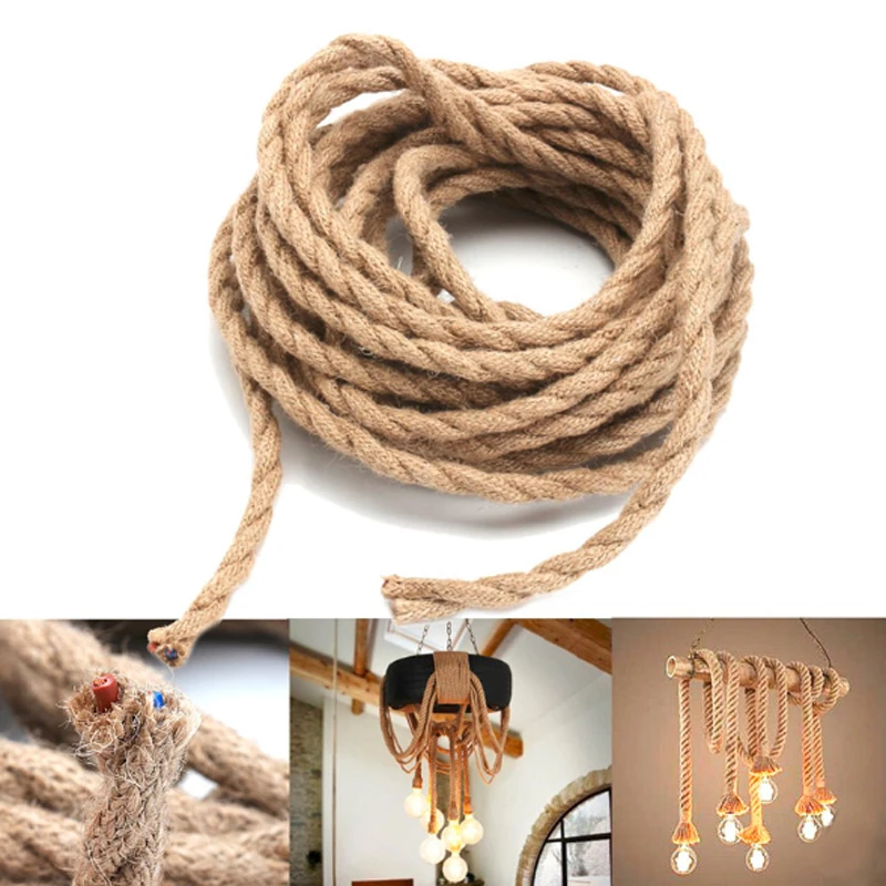 

5 meter 2 x 0.75mm2 Vintage Rope Textile Wire Twisted Cable Braided Electrical Wire Retro Pendant Light Lamp Line Copper Cord