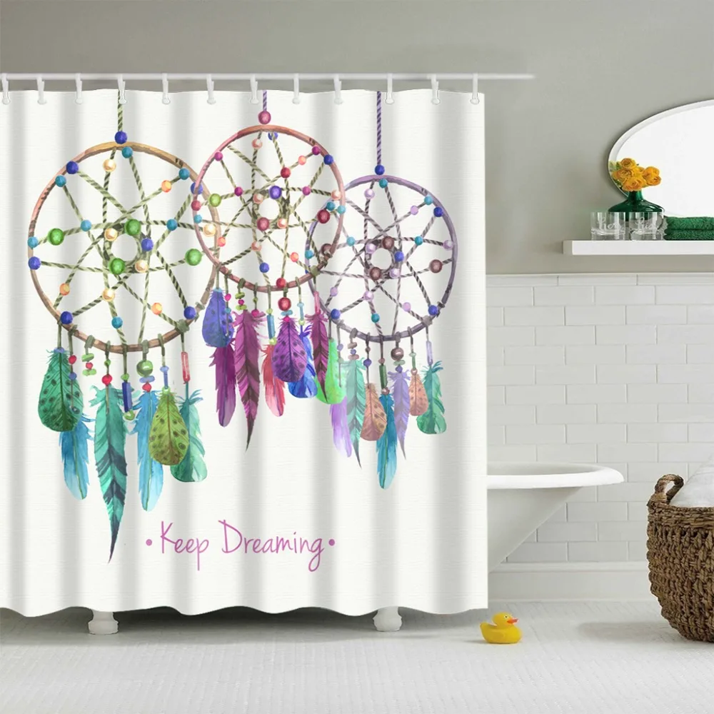 

High Quality Bathroom Shower Curtain Polyester Bathroom Curtain Multi-size Dream Catcher Printing Shower Curtain