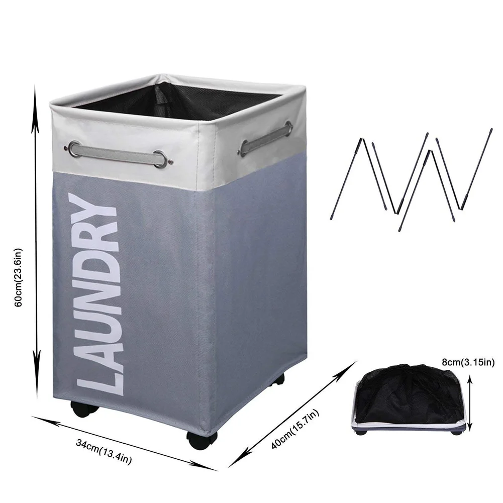 للطي الغسيل سلة كبيرة مع مقابض-الربط الغسيل تعوق على عجلات-طويل القامة طوي القماش المنظم التخزين للطي الغسيل سلة كبيرة مع مقابض-الربط الغسيل تعوق على عجلات-طويل القامة طوي القماش المنظم التخزين