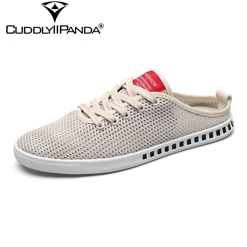 

CuddlyIIPanda 2019 Summer Cool Outdoor Net Cloth Men Slippers Casual Air Mesh Slides Beach Slippers Breathable Sandalias Hombre