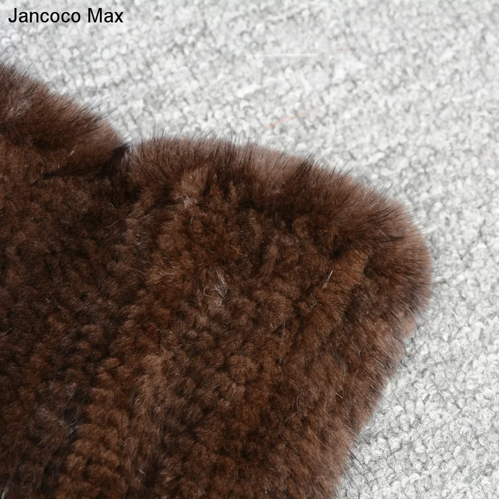 Jancoco Max стиль дамы толстые вязаные натуральной меховой шарф из норки Для женщин Одежда высшего качества шаль, косынка Утепленная одежда S7122