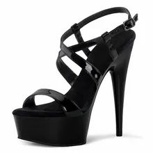 Привлекательная женская обувь на высоком каблуке и толстой подошве клубная обувь для диджея в Европе нескользящие сандалии из дышащего материала 15 см