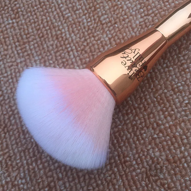 spesifikasi Sangat Besar Rose Emas Bubuk Riasan Sikat Ulta 221 Profesional Kosmetik Kuas Wajah Rambut Lembut dengan Cap