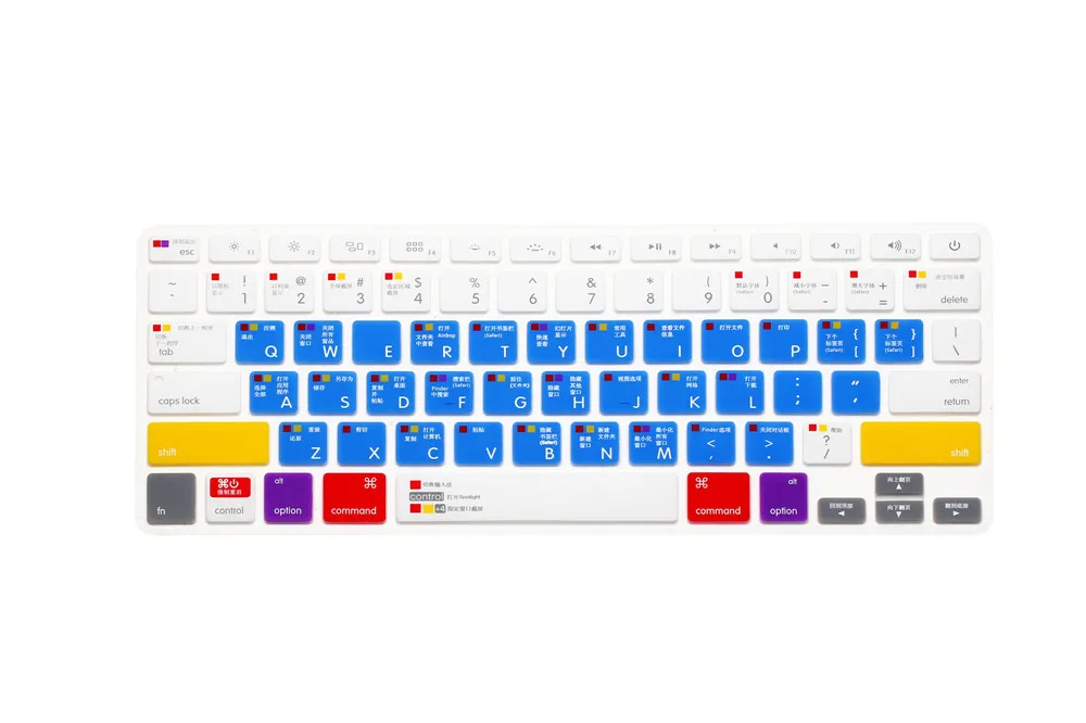 Для Macbook Pro Air retina 13 15 17 для Mac Os X Osx-M-Cc-2 ярлыки горячие клавиши Новая китайская Функция клавиатуры защита кожи - Цвет: Turquoise