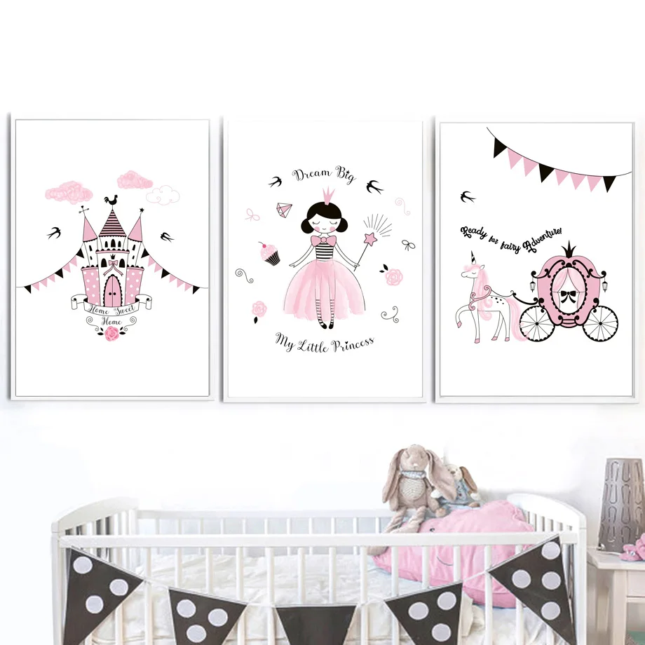 

Magic Little Princess Nordic Poster And Prints Wall Art Canvas Painting Wall Pictures For Kids Bedroom Baby Girl Room Home Decor