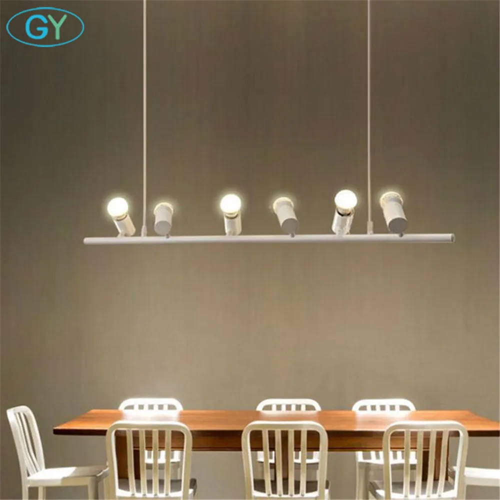 

Minimalist long black white pendant lights for dining room, 6/10 light kitchen lamp,home E27 island lighting above dining table
