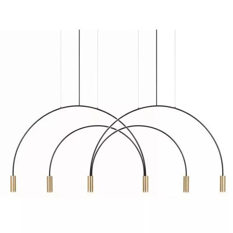 

Post modern Simple LED Pendant lights Nordic Dining room Office Creative Black gold Iron art Arcuate Droplight LED Lighting