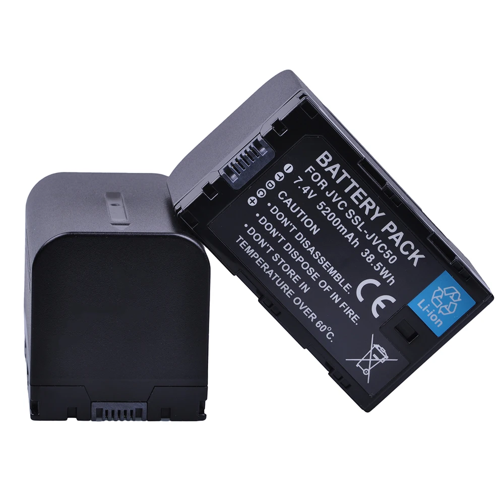 2x5200mAh Bateria para JVC SSL-JVC50 GY-HMQ10 GY-LS300