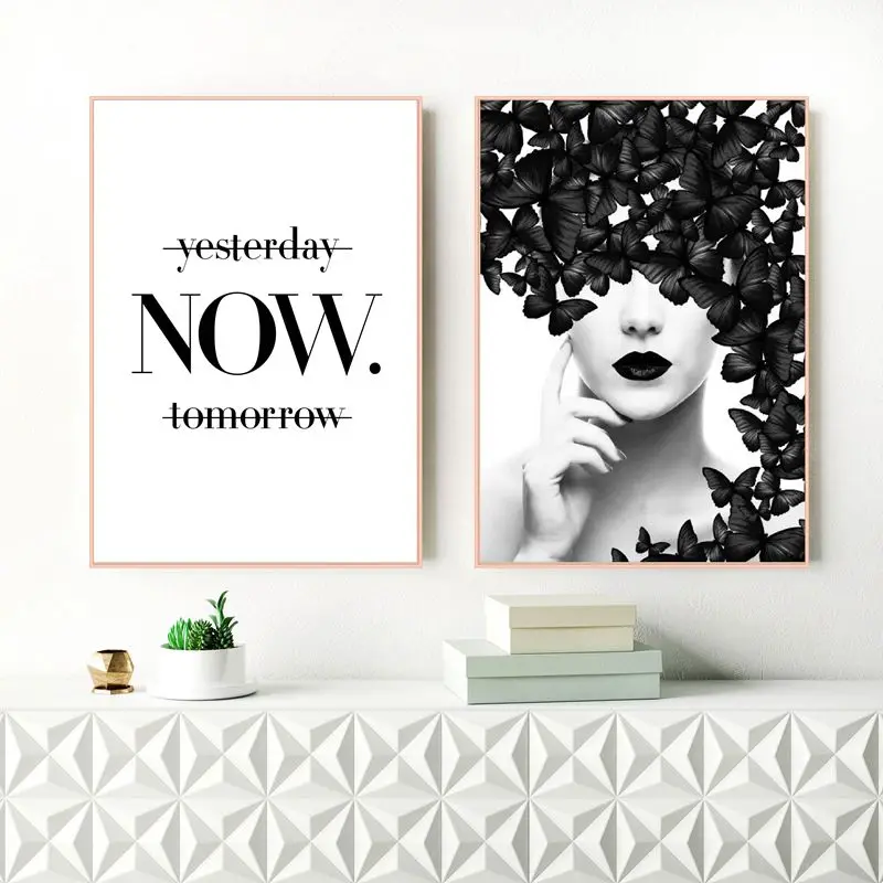 Butterfly Fashion Lips Canvas Art Printing Home Decor