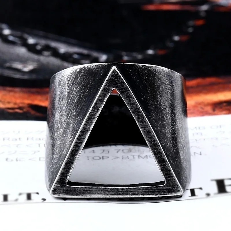 

2019 Nordic Viking Hollow Triangle Titanium Steel New Men's Ring Women Ring Punk Rock Ring Party Jewelry Biker Rings