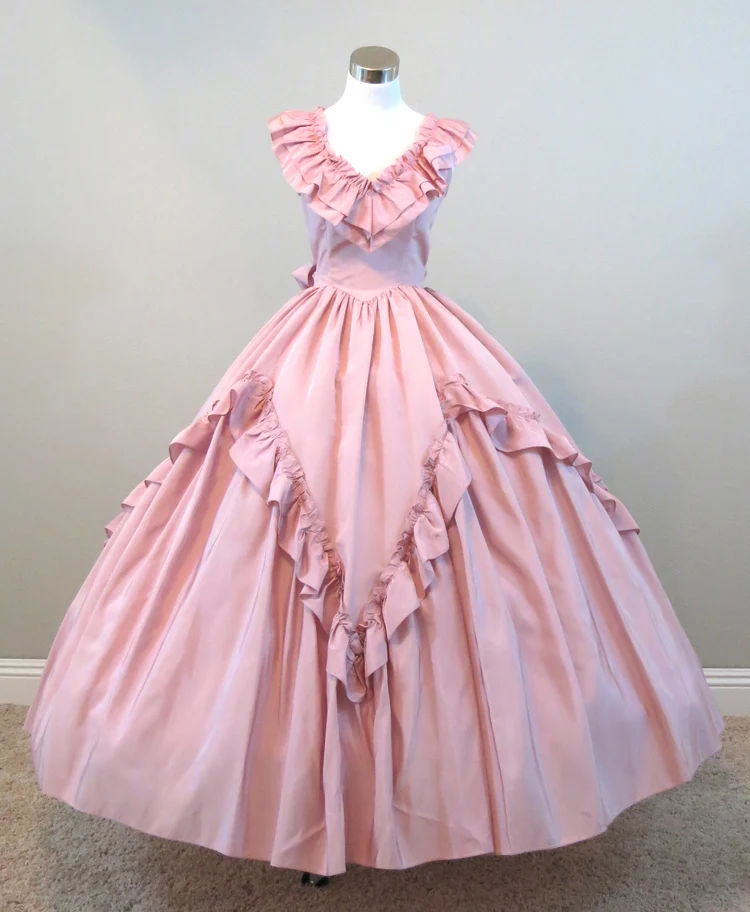 Dusty Pink Ball Gown Civil war costume renaissance dress satin dress-in