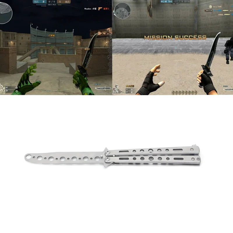 

Chic Metal Practice Butterfly Trainer Training Folding Knife Dull Tool