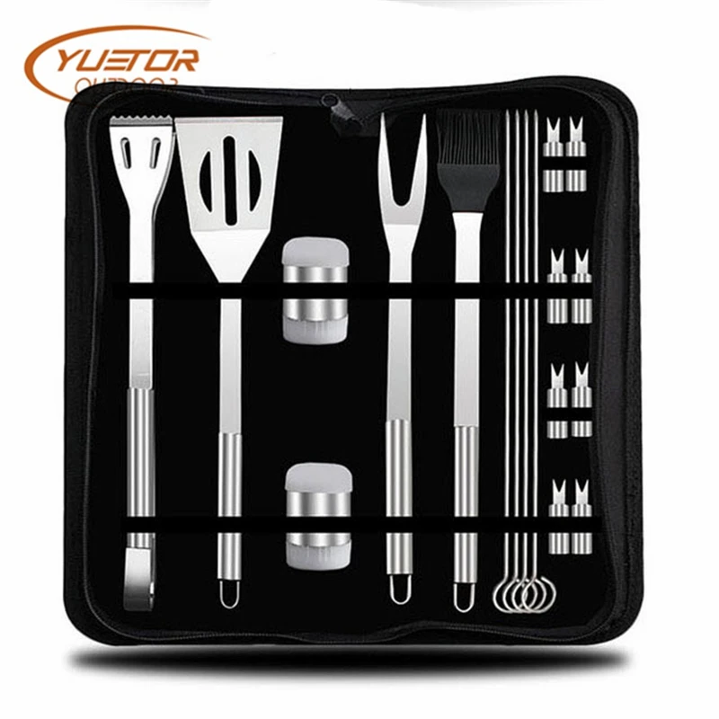  YUETOR OUTDOOR 7 - 19 pcs Stainless Steel Barbecue Grill Set BBQ Spatula Fork Brush Picnic Camping  - 33024554103