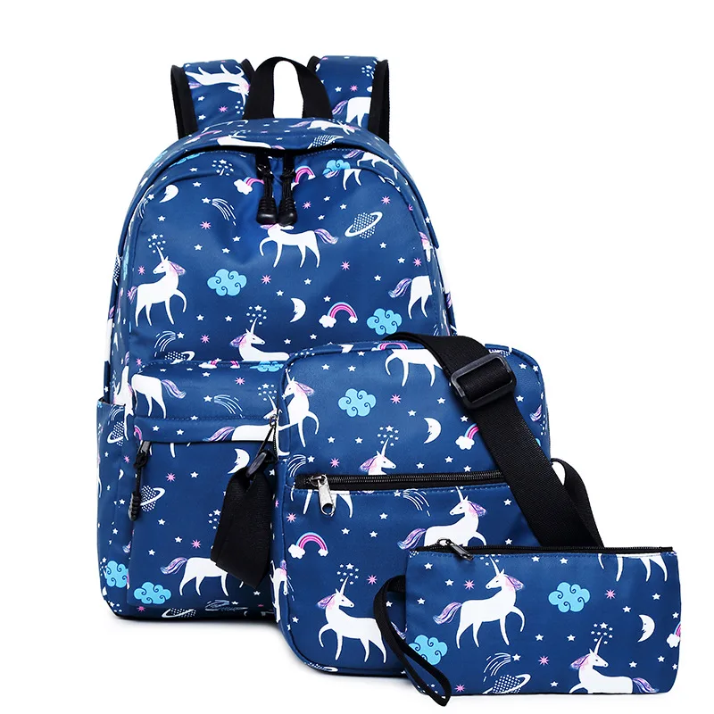 

Unicorn Printing Schoolbags For Teenagers Girls Women 3 Pcs/set Backpack Female Fashion College School Backpacks Student BookBag