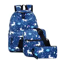 3 Pcs/set Unicorn Printing Backpack Women School Backpacks Female Fashion College Schoolbags For Teenagers Girls Student BookBag
