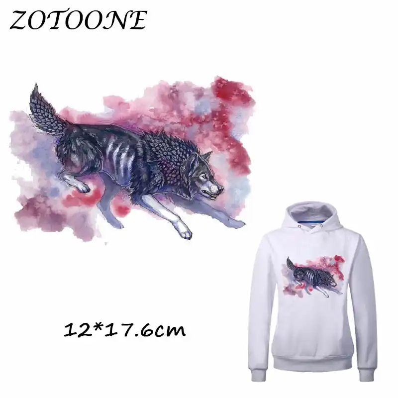 Крутая Акварельная нашивка ZOTOONE с волком для одежды термотрансферные Значки
