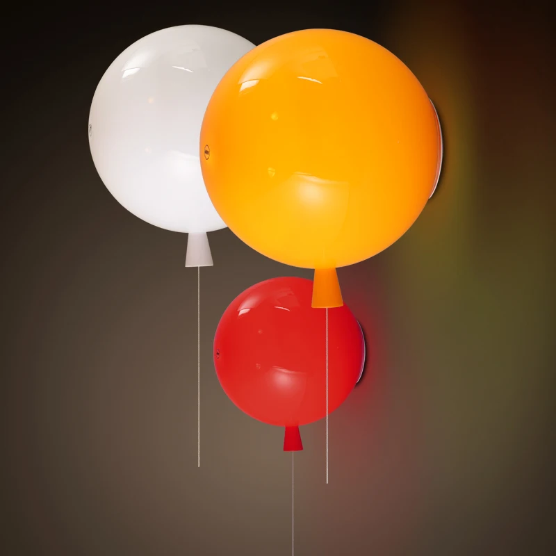 

Novelty Colorful Balloon Wall Lamps Modern Children Bedroom Bedside Wall Lights With Pull Switch Acrylic Shade Restaurant Lamp