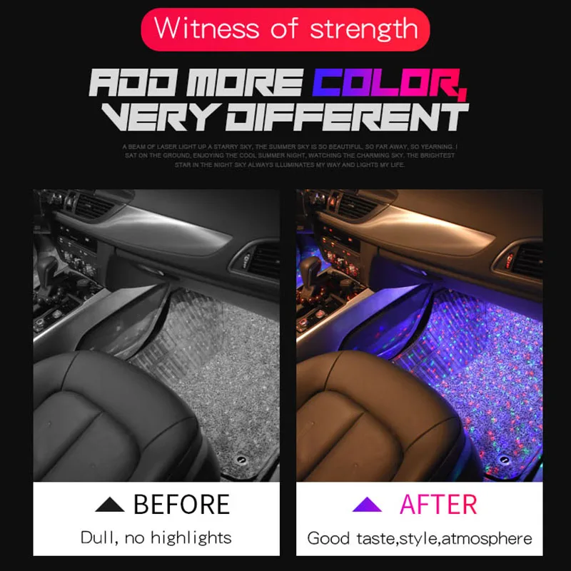 1set USB LED Car Atmosphere Ambient Star Light RGB Colorful Music Sound Lamp Remote Control Interior Decorative Light (20)