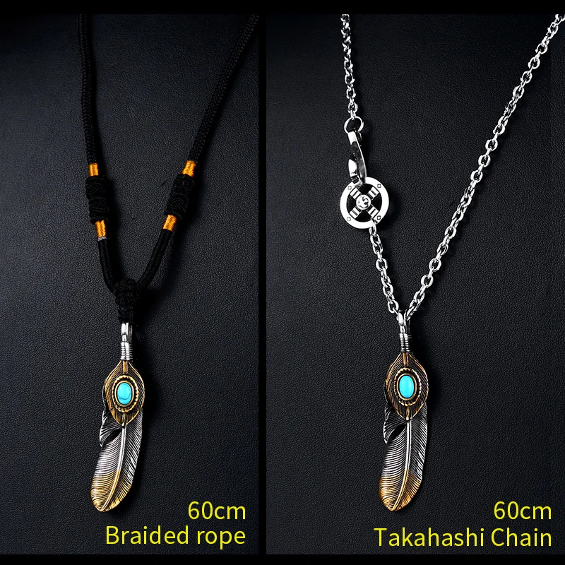 BEIER Fashion Stainless Steel Feather Pendant Necklace With Red/Black/Blue Stone Leaf Jewerly for man women gift BP8-112 - Image 5