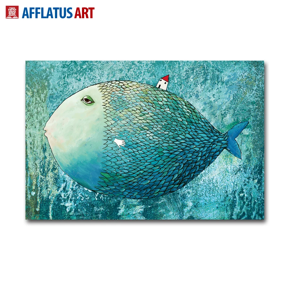 AFFLATUS Fish скандинавский плакат холст живопись акварельные настенные художественные плакаты и принты абстрактные настенные картины для декора гостиной
