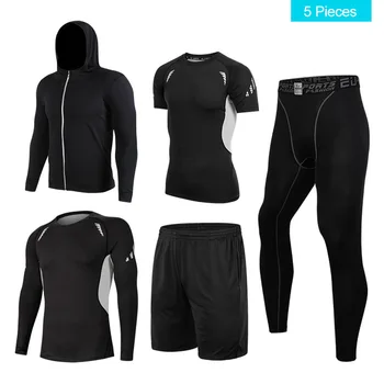 

EU Men Quick Dry Breathable Workout Suits Mens Compression Running Sets Men Fitness Gym Basketball Training Exercise Suits